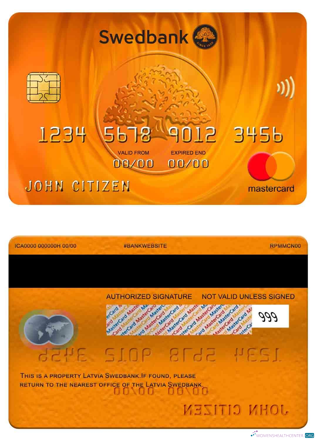 Download Latvia Swedbank mastercard Photoshop template